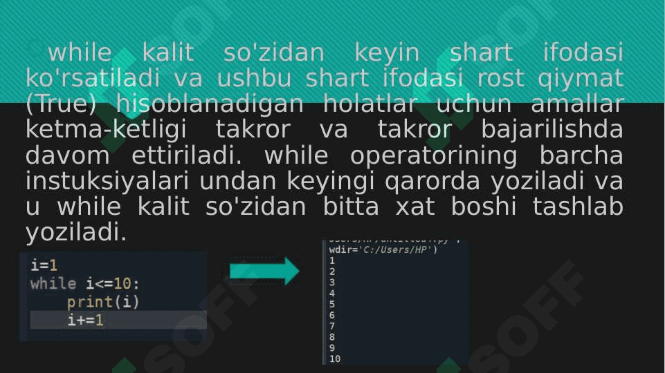Python dasturlash tilida takrorlash operatorlari 3