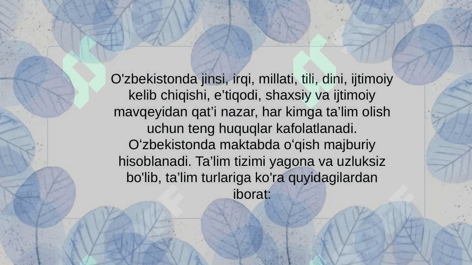 ÒZBEKISTON RESPUBLIKASIDA TA'LIM TIZIMI. 2