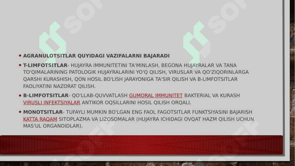 Leykotsitlar metabolizmi xususiyatlari 6