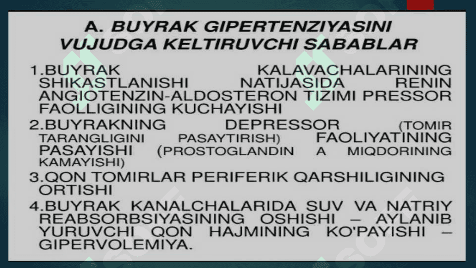 buyrak sindromlari. BUYRAK SISTEMASI SINDROMLARI 5