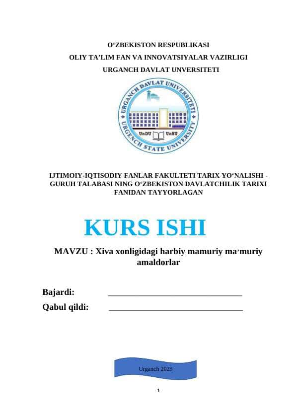 Xiva xonligidagi harbiy mamuriy ma’muriy amaldorlar