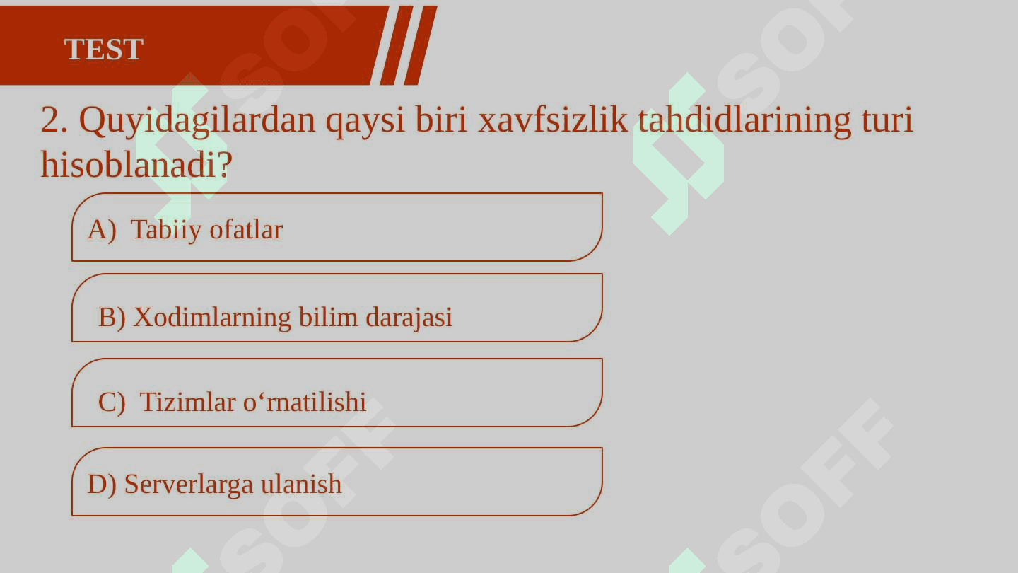Axborot xavfsizligi test (javobini avtomatik tekshirish) 5