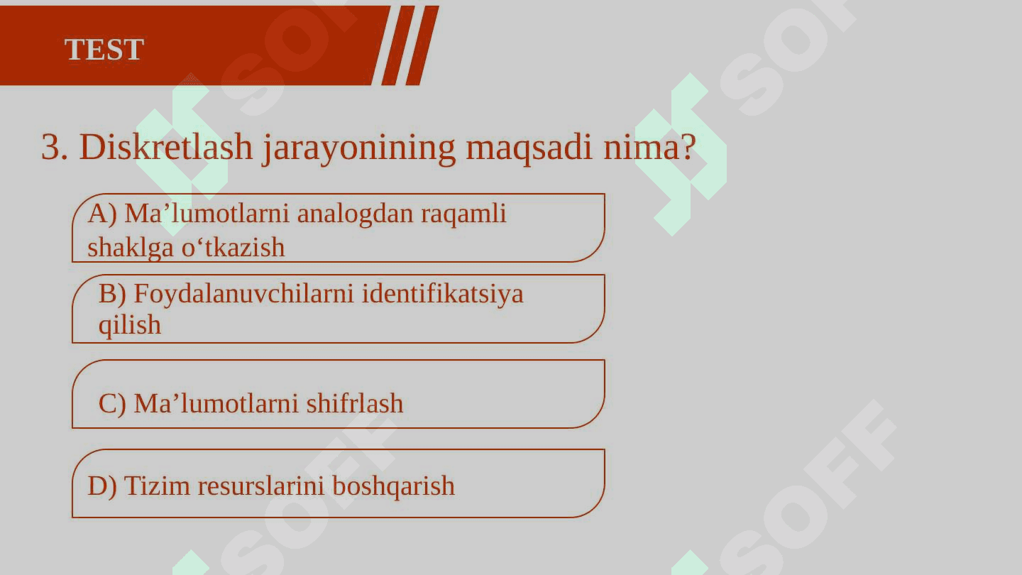 Axborot xavfsizligi test (javobini avtomatik tekshirish) 8