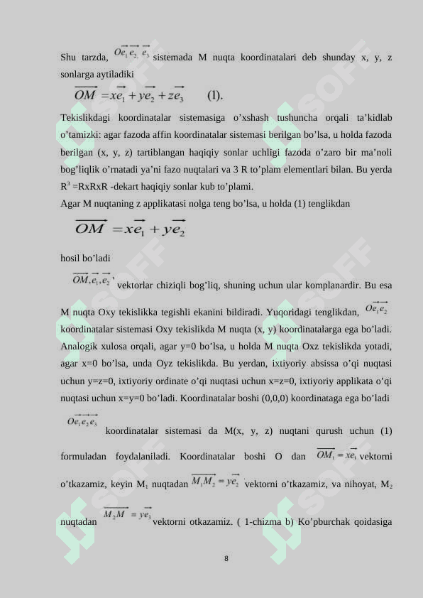 Kordinatalar boʻyicha tushish usuli 8