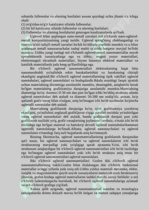 FULLERENLAR VA UGLERODLI NANONAYCHALAR 2