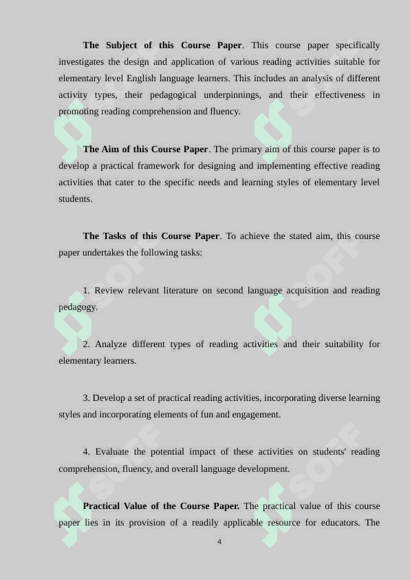 DESIGNING READING ACTIVITIES FOR TEACHING ELEMENTARY LEVEL STUDENTS course paper 4