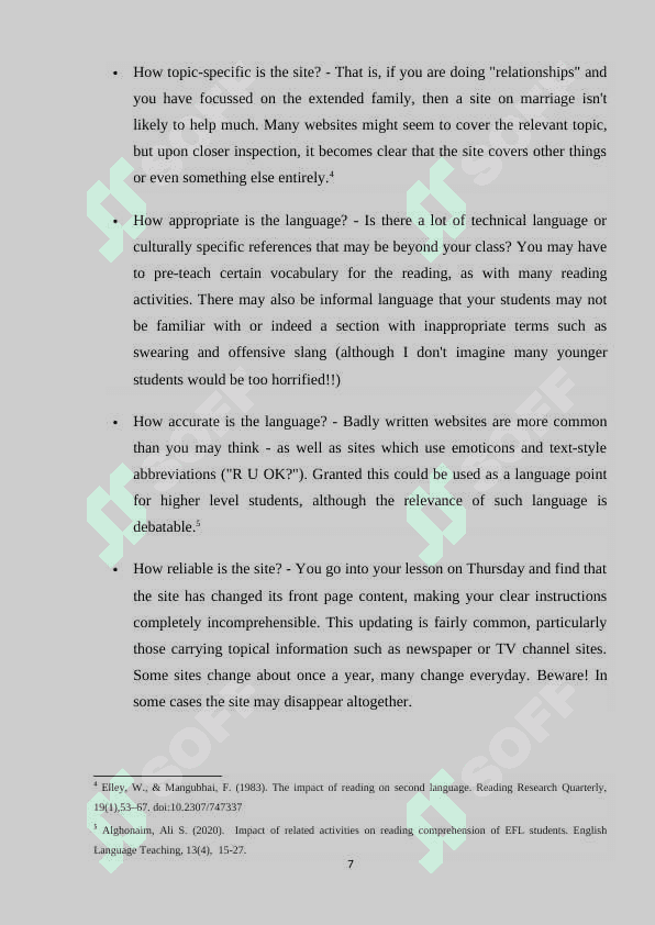 DESIGNING READING ACTIVITIES FOR TEACHING ELEMENTARY LEVEL STUDENTS course paper 7