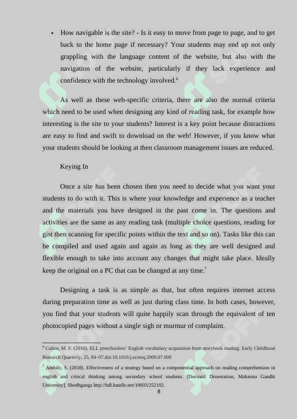 DESIGNING READING ACTIVITIES FOR TEACHING ELEMENTARY LEVEL STUDENTS course paper 8
