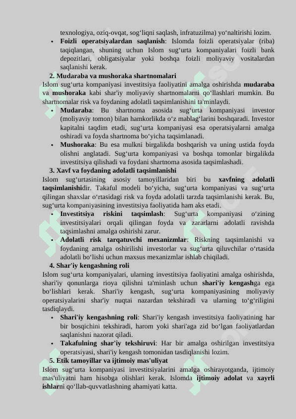 Islom sug‘urta tashkilotlarining investitsion faoliyati 4