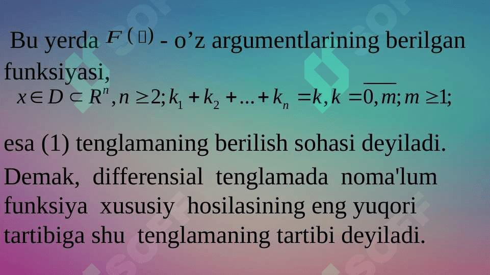 Matematik fizikaning asosiy tenglamalari. Ularni qo‘yilishi. Korrekt qo‘yilgan masalalar 3