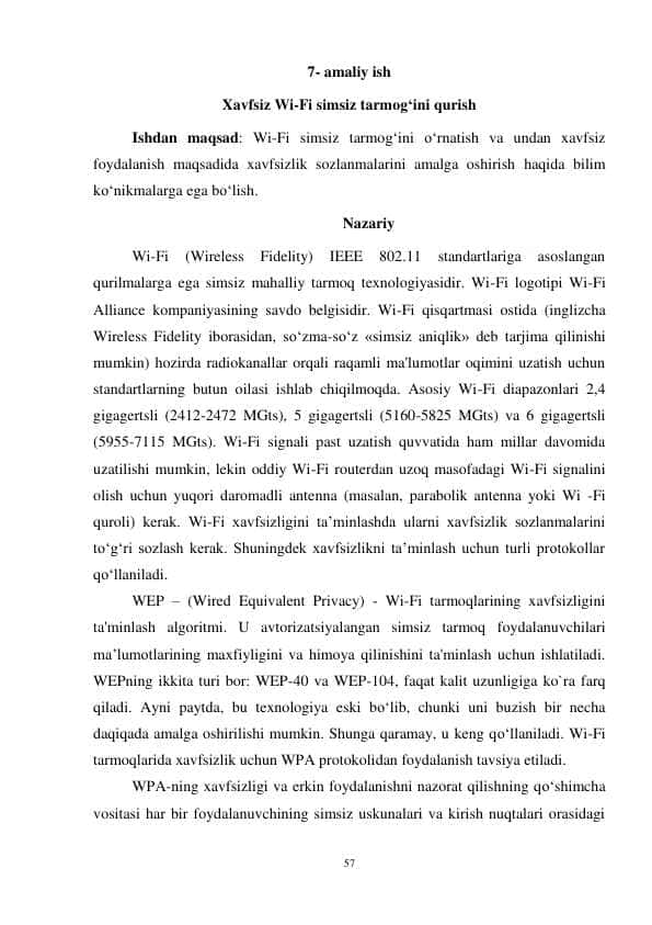 Xavfsiz Wi-Fi simsiz tarmog‘ini qurish