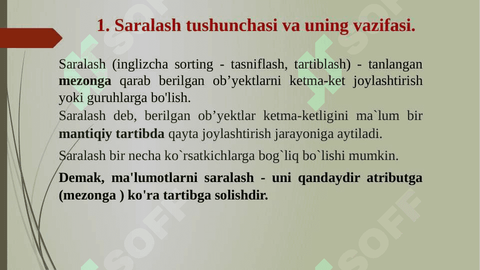 Ma'lumotlarni saralash algoritmlari. 3