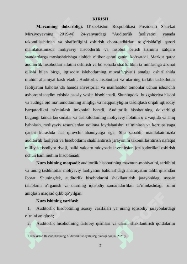 AUDITORLIK HISOBOTI VA UNING TARKIB 2