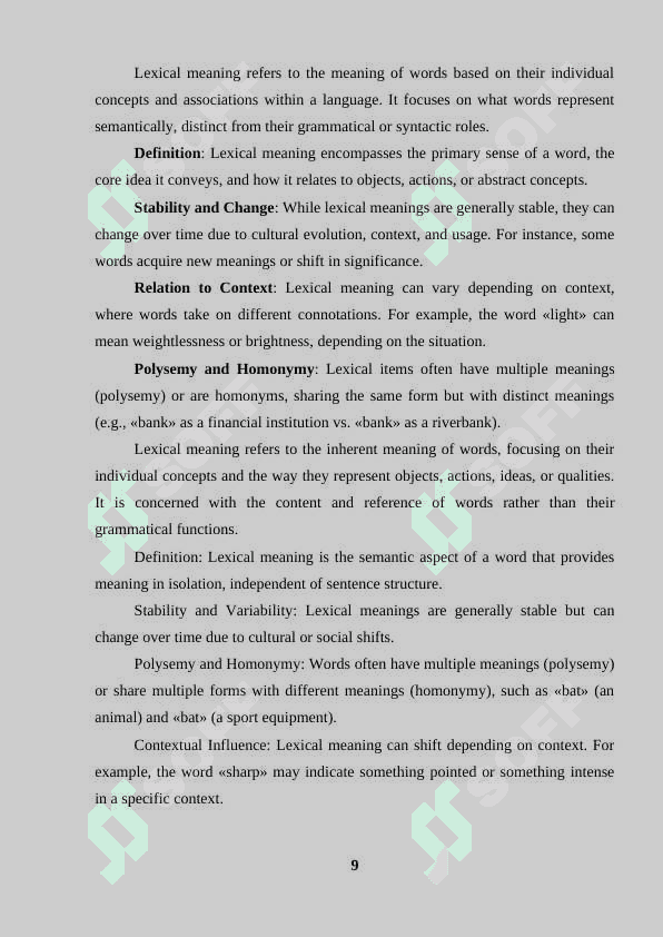 Types of word meaning: lexical meaning and grammatical meaning 8