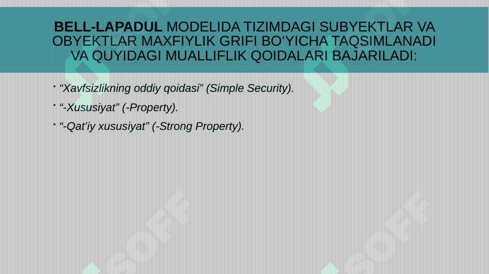 Ko‘p sathli xavfsizlik modellari 3