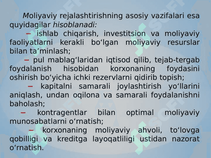 Moliyaviy rejalashtirish va prognozlashtirish 6