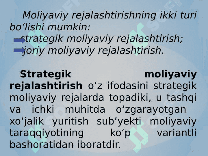 Moliyaviy rejalashtirish va prognozlashtirish 8