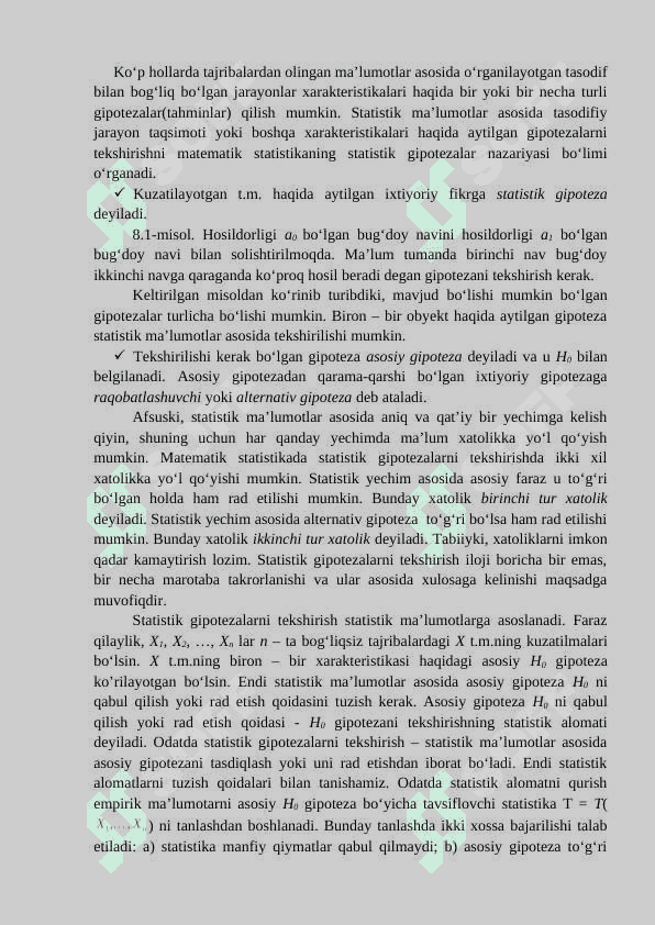 GIPOTEZALARNI TEKSHIRISH 2