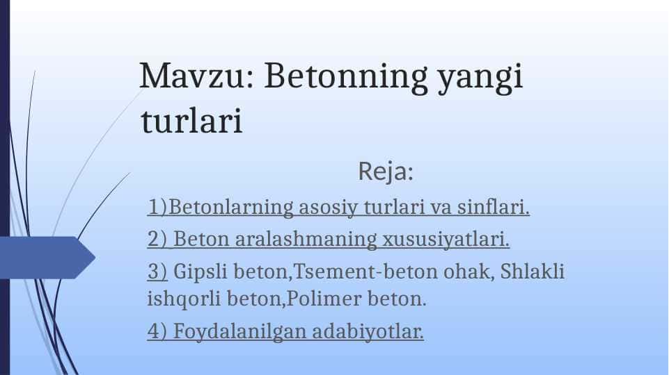 Betonning yangi turlari
