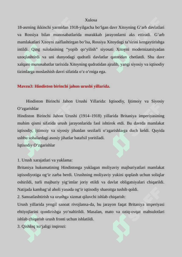 Jahon tarixidan dars ishlanma 7