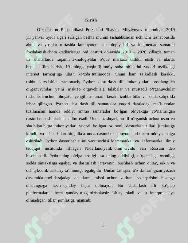 Python dasturlash tilining imkoniyatlari 3