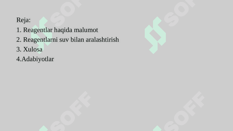 Reagentlarni suv bilan aralashtirish 2
