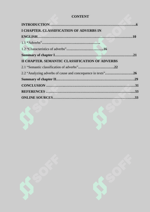 Semantic classification of adverbs. Adverbs of Cause and Consequence 4