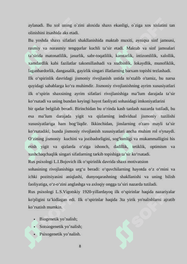 ILK O’SPIRIMLIKDA KASB TANLASH KURS ISHI 8