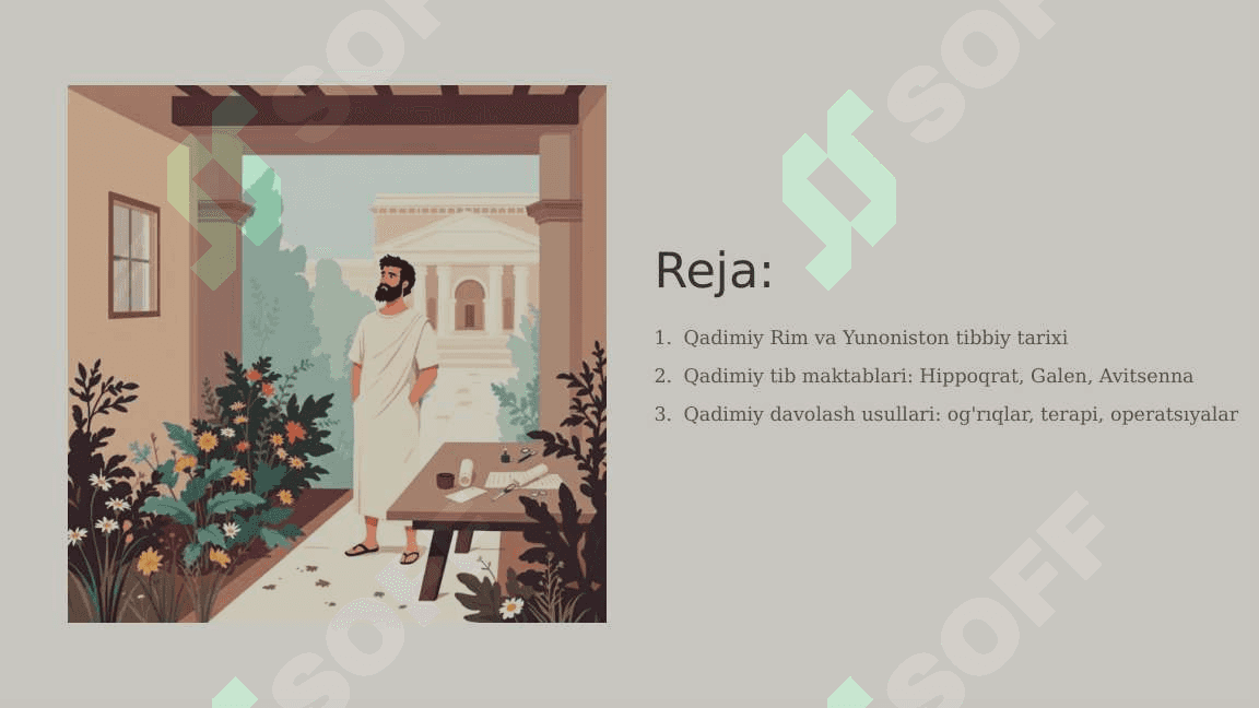 Rim va Gresiyada davolashning qadimiy usullari 2