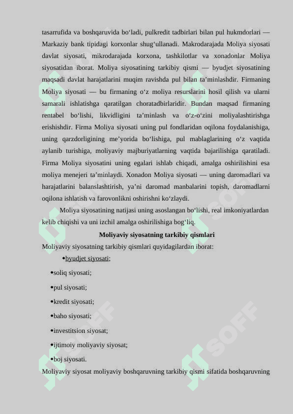Moliyaviy siyosatning tarkibiy qismlari 3