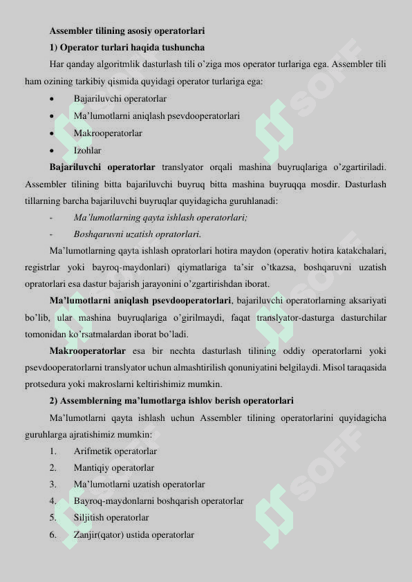 MASM, TASM, FASM Assembler dasturlash tillari 6