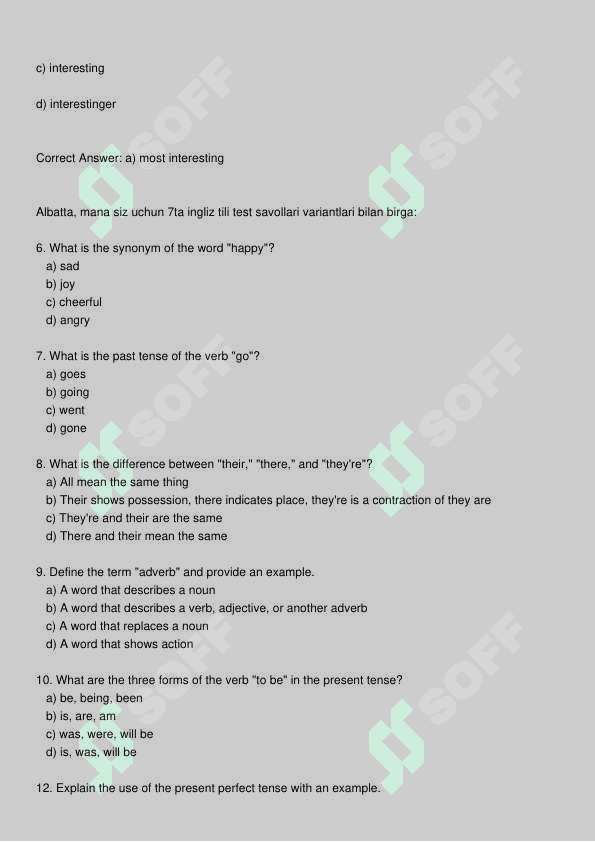 Ingliz tili test 3