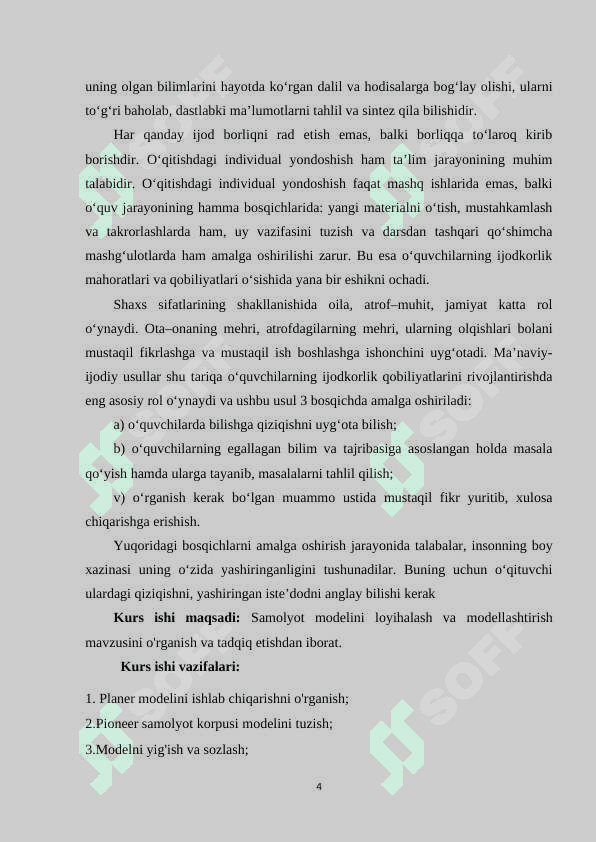 SAMOLYOT MODELINI LOYIHALASH VA MODELLASHTIRISH 4