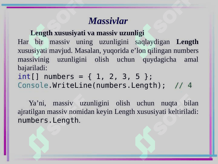 Massivlar 6