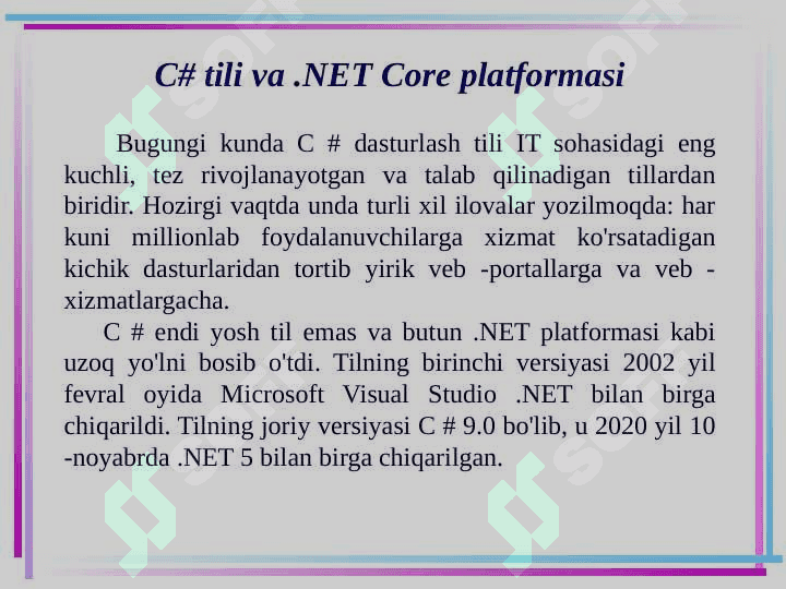 C# tiliga kirish 2
