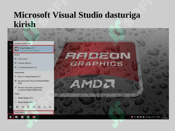 Microsoft Visual Studio dasturi C# dastrurlash tili 2