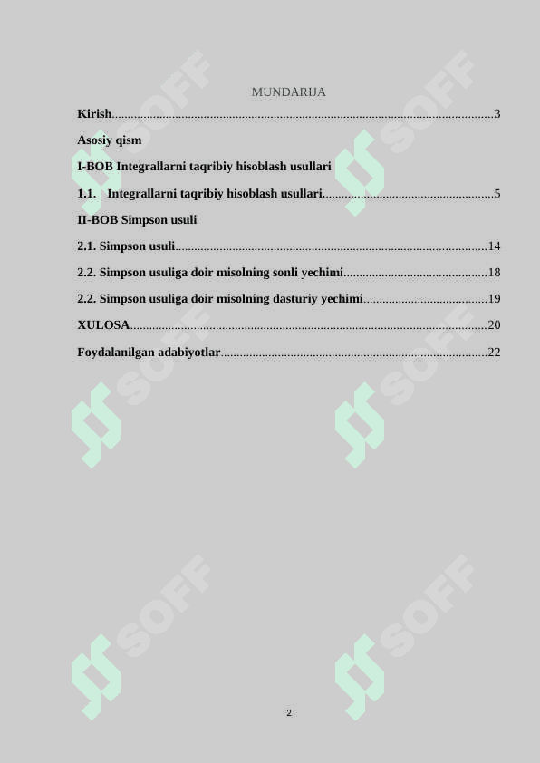 Mavzu: Integrallarni taqribiy hisoblash usullari. Simpson usuli. 2