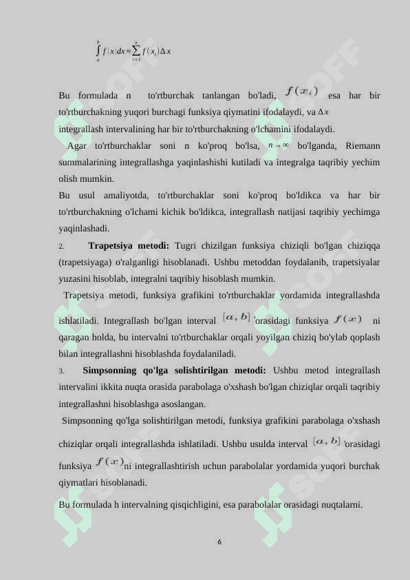 Mavzu: Integrallarni taqribiy hisoblash usullari. Simpson usuli. 6