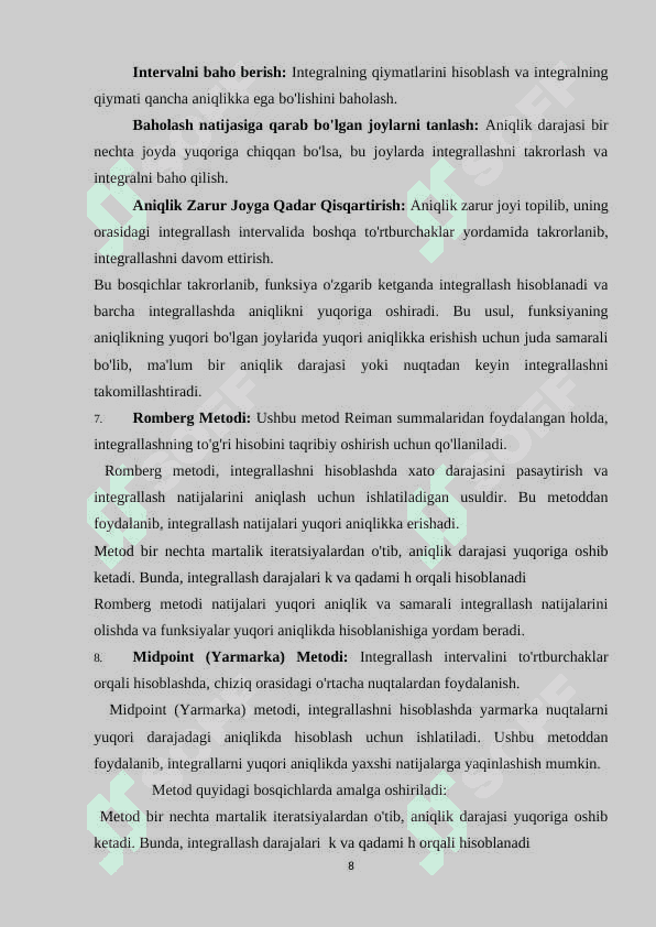 Mavzu: Integrallarni taqribiy hisoblash usullari. Simpson usuli. 8