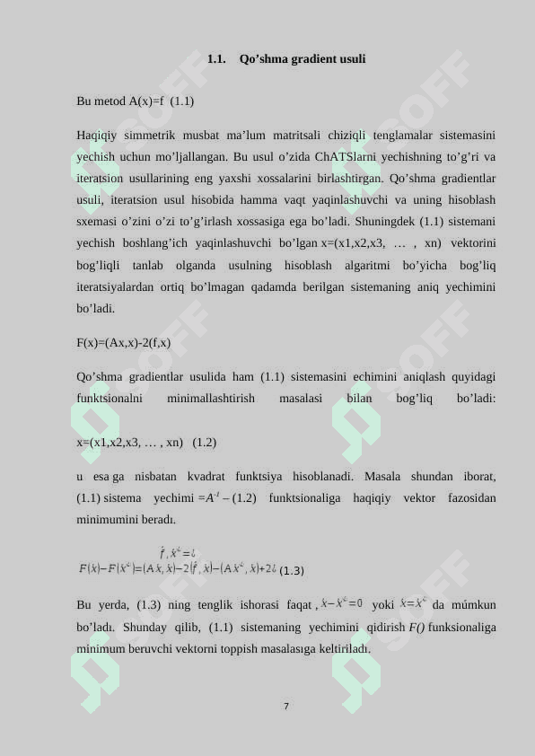 ChATS yechishning iteratsion usullari. Zeydel usuli. 7
