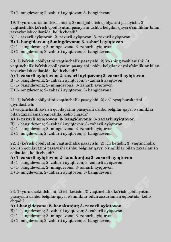Biologiyaga oid umumiy testlar 5