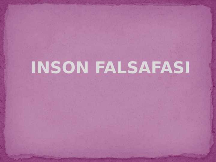 Inson falsafasi