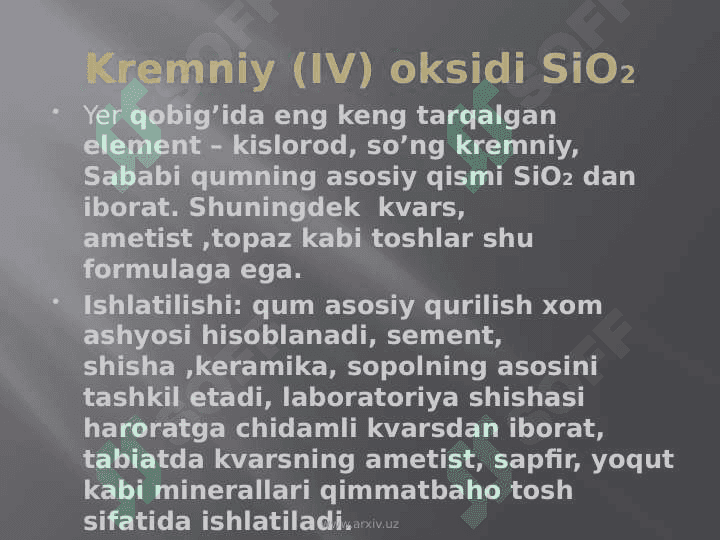 ENg Muhim Oksidlarning Ishlatilishi. 4