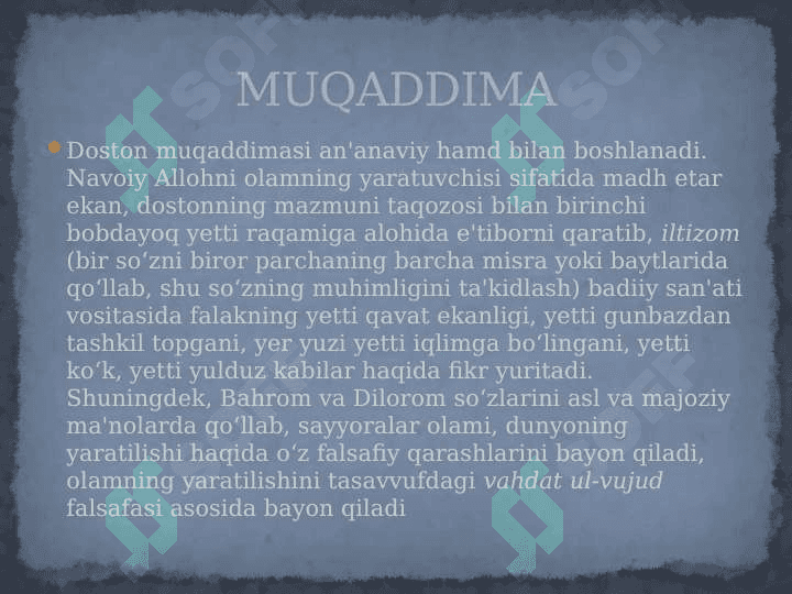 “SAB'AI SAYYOR” DOSTONI 8
