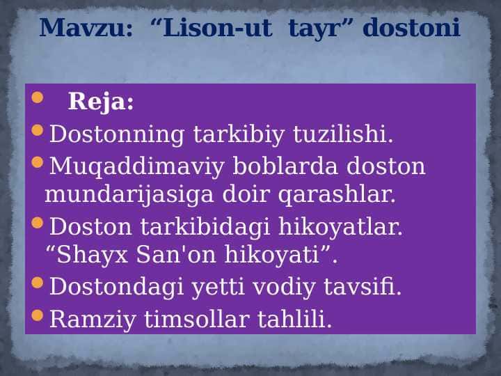 Lison-ut  tayr” dostoni