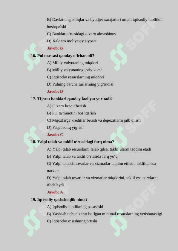 Makroiqtisodiyot boʻyicha 30 ta test savollari javoblari bilan 4