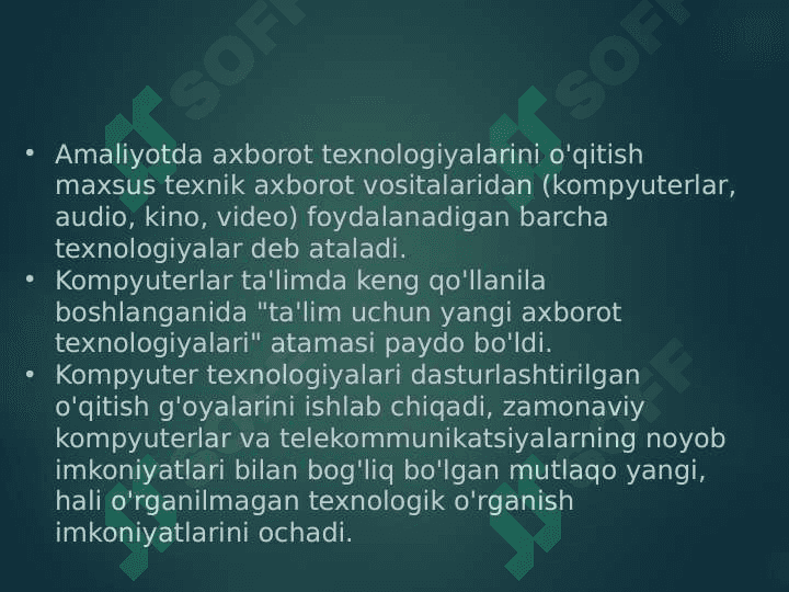 Mavzu:Zamonaviy axborot - kommunikatsiya texnologiyalari va ularning didaktik imkoniyatlari 3