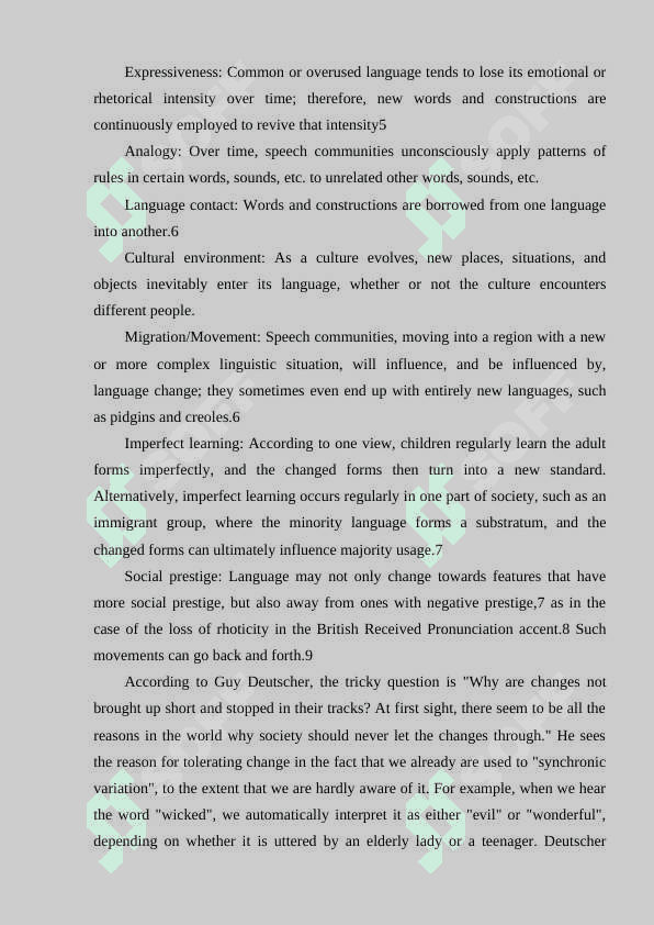 Language change and the factors that influence it. The internet 2