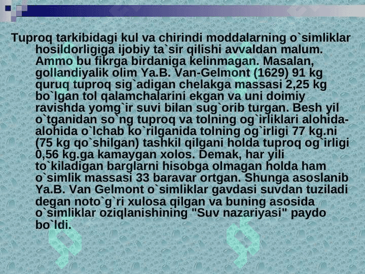 Mineral o'g'itlarni qo'llashning fiziologik asoslari 4