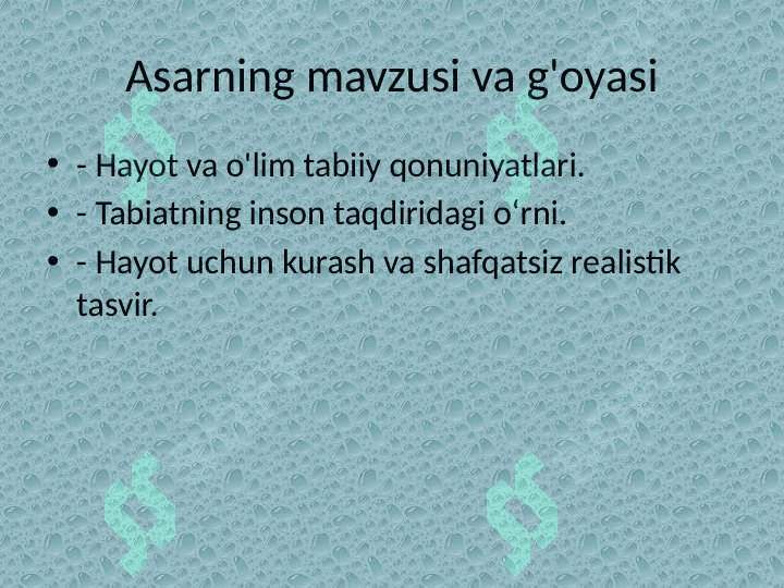 Jek London – "Hayot qonuni" asari 2